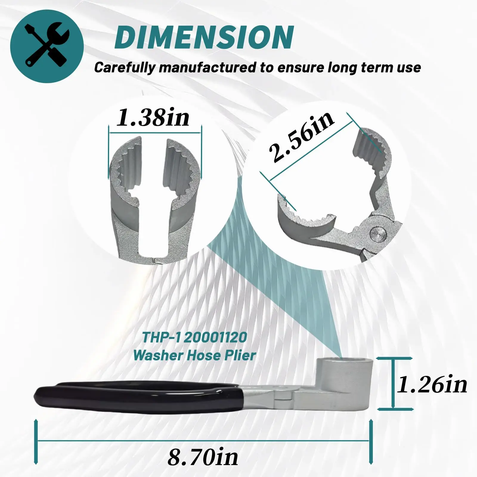 THP-1 20001120，Washer Hose Pliers and garden hose removal tool，black Handle | Zinc alloy hose pliers, anti slip, durable and corrosion-resistant, suitable for installing and disassembling most hoses