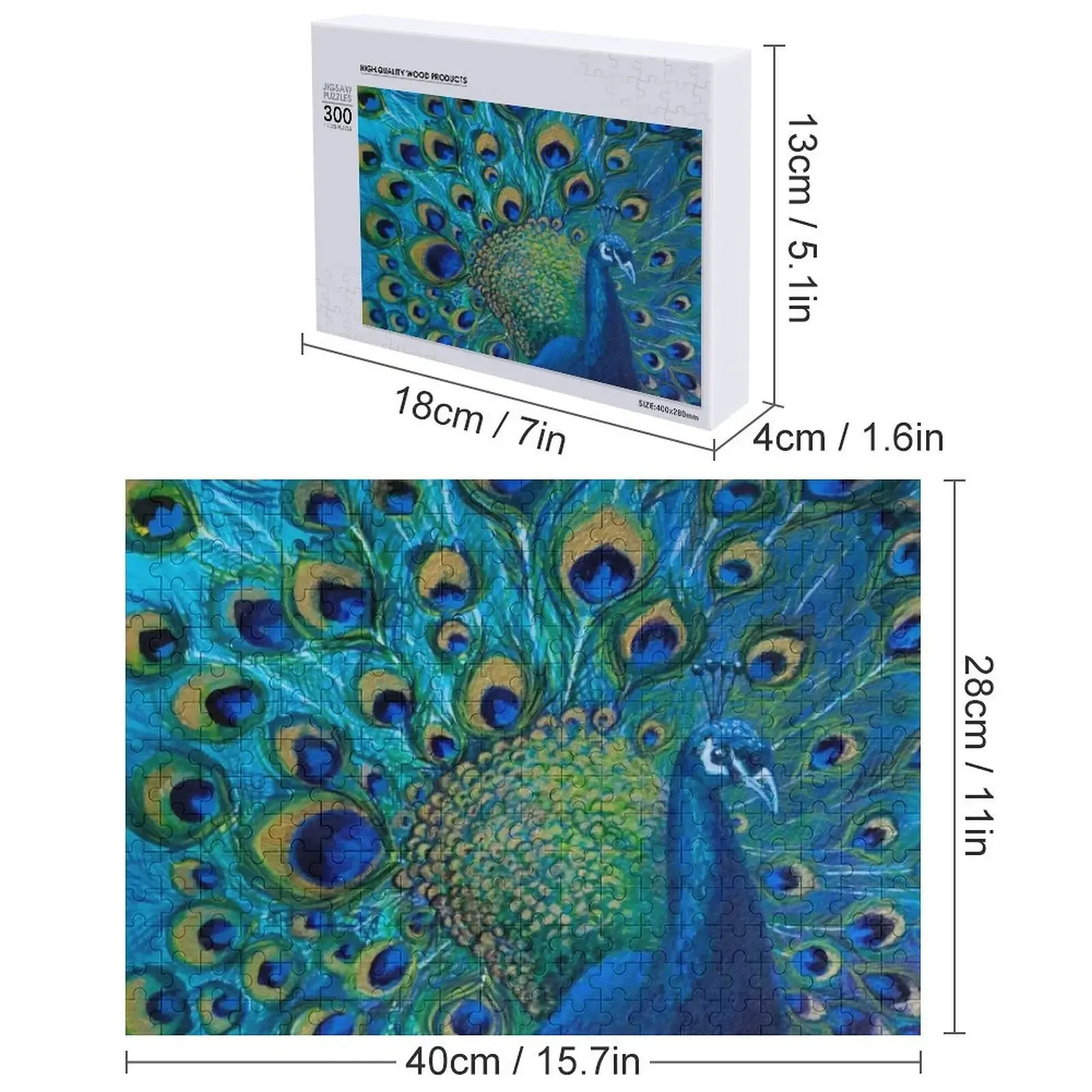 Красивый нарисованный павлин в полной славы. Головоломка с деревянным именем. Персонализированные произведения искусства на заказ.