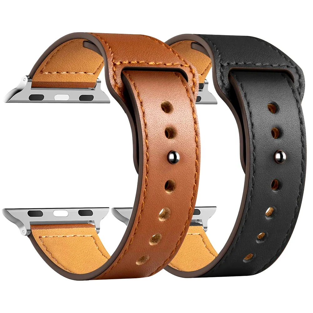 Leather Loop For Apple watch strap 44mm 40mm Ultra-2 49mm 38mm/42mm sport bracelet iWatch series 9 8 7 3 4 5 6 se 41mm/45mm band