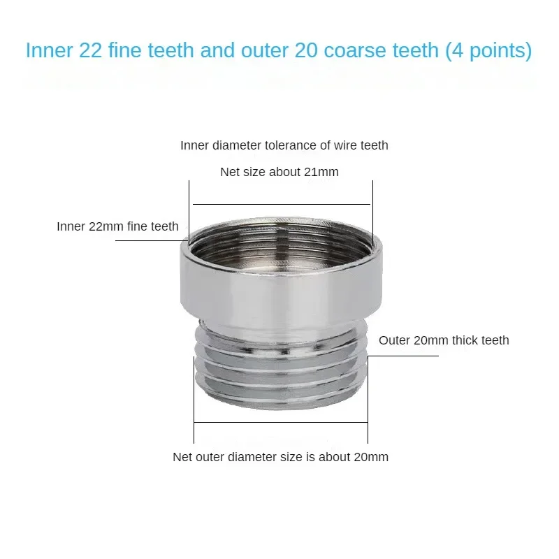 Kraan Adapter Buitenste 4 Punten Draai 20 22 24 26 28Mm Interne En Externe Fijne/Grove Tand Kraan Conversiedraad Accessoires