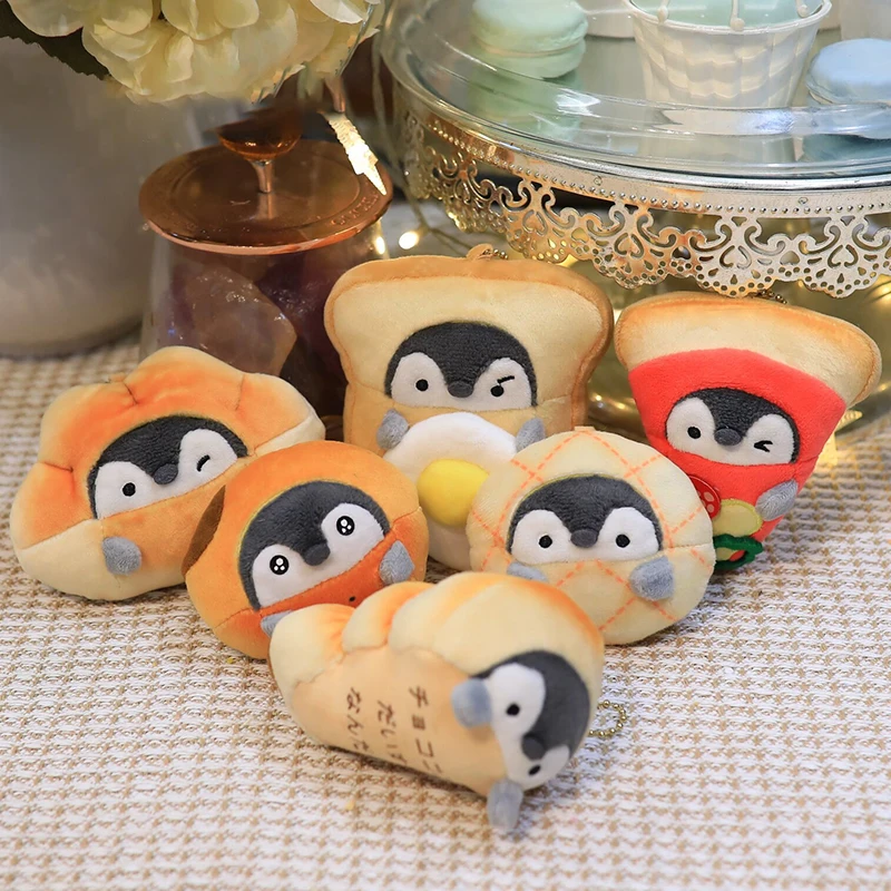 10cm 6pcs Set Kawaii Penguin Koupen Chan Food Series Toy Machine Cartoon Stuffed Animal Plush Doll Decoration Plushies Wholesale