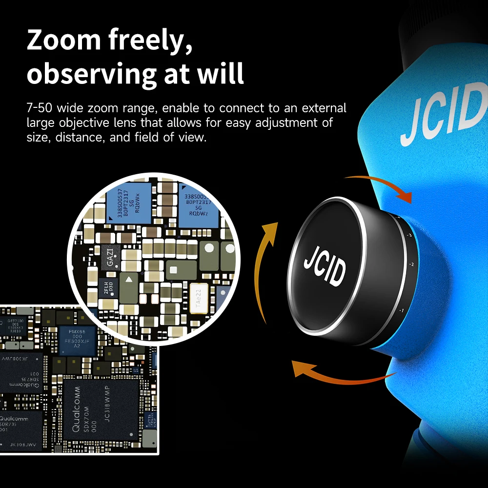 JCID-M3750A Trinoculaire Stereo Microscoop 7-50X Keer Continue Zoom voor Mobiele Telefoon Moederbord BGA Reparatie Controleren Tool