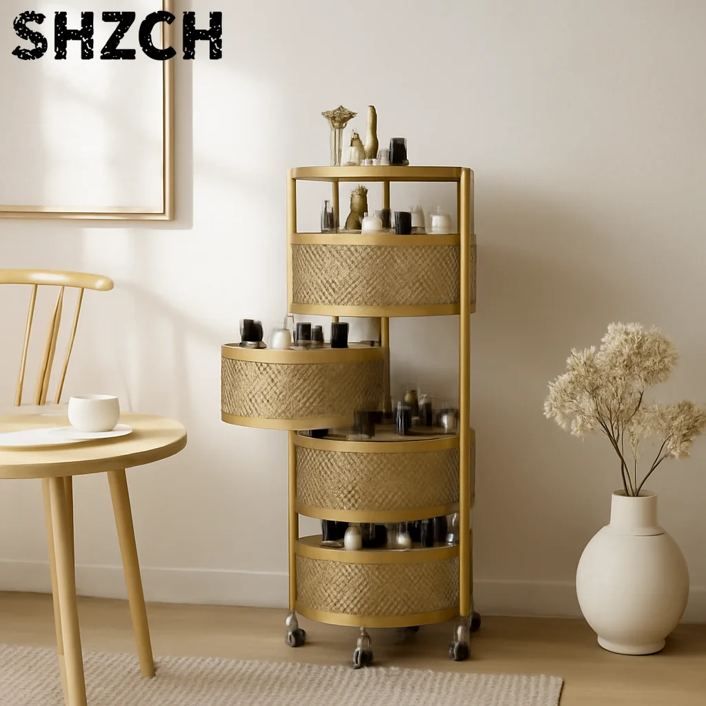 Nordic Househol/d Multilayer Rotation Storage Shelves, Beaut/y Salon Auxiliary Car with Wheels, Nail Tattoo Aesthetic Trolley