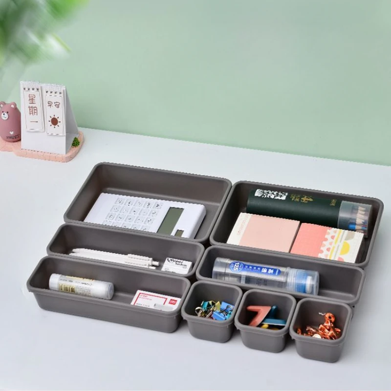 8 قطعة/المجموعة قابل للتعديل درج المنظم صندوق البلاستيك صناديق سطح المكتب يمكن دمجها بحرية خزانة صندوق مجوهرات سلة التخزين