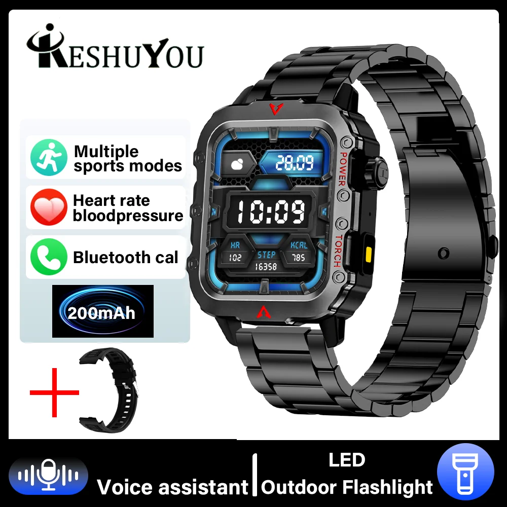 

LAXASFIT Men Sports Smart Watch 1.71 Screen Blood Oxygen Bluetooth Talking Watch Multi Sport LED Flashlight Outdoor Smart Watch