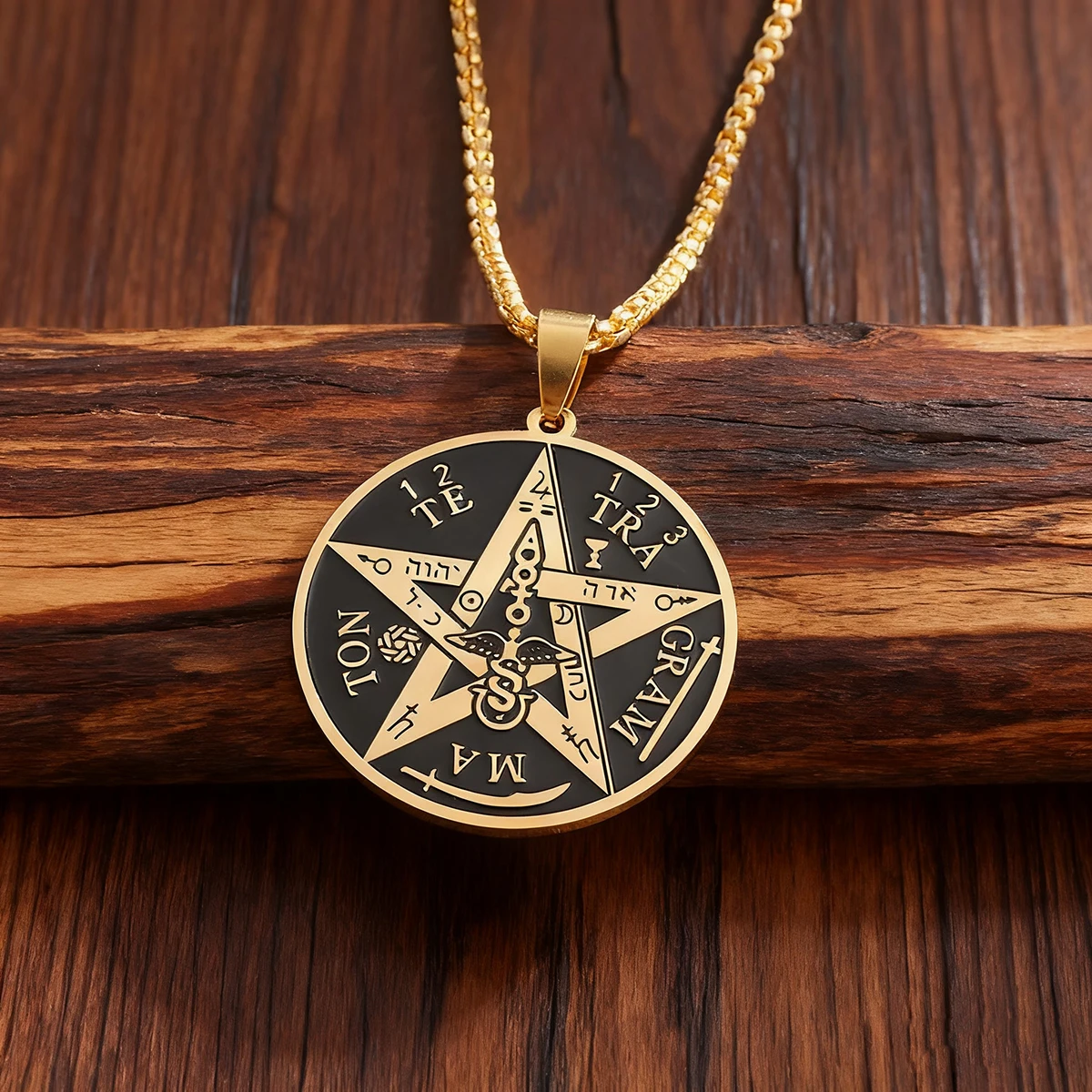 Witchcraft Pentagram Bracelets & Necklace Stainless Steel Men\\\\'s Jewish Hebrew Tetragrammaton Solomon Pendant Amulet Jewelry