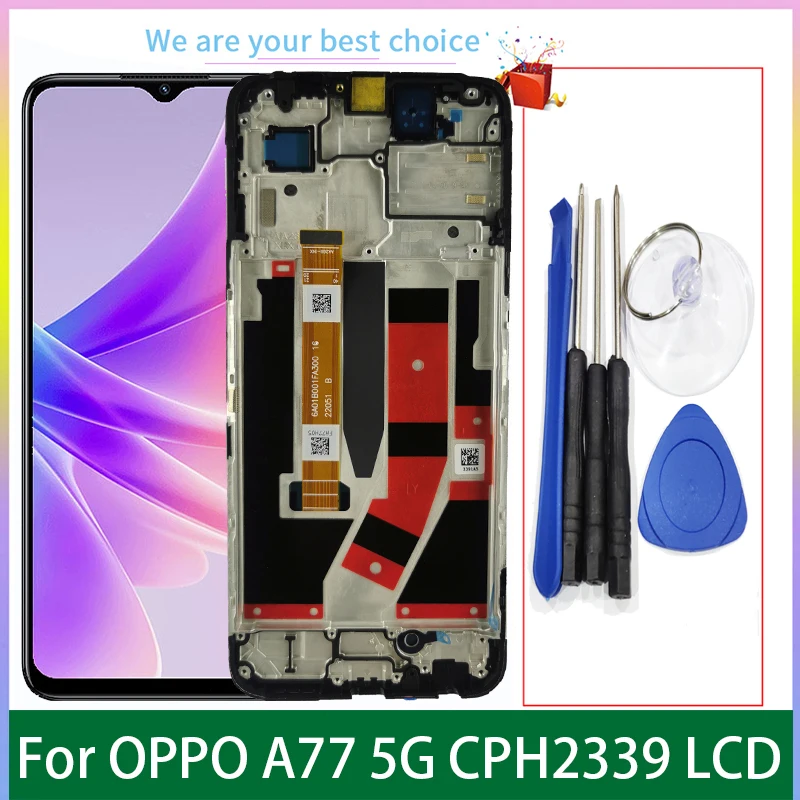 Écran LCD d\'origine avec cadre pour OPPO A77 5G, modèles d\'écran tactile, pièces de rechange de Hébergements eur de panneau, 6.56 pouces, CPH2339