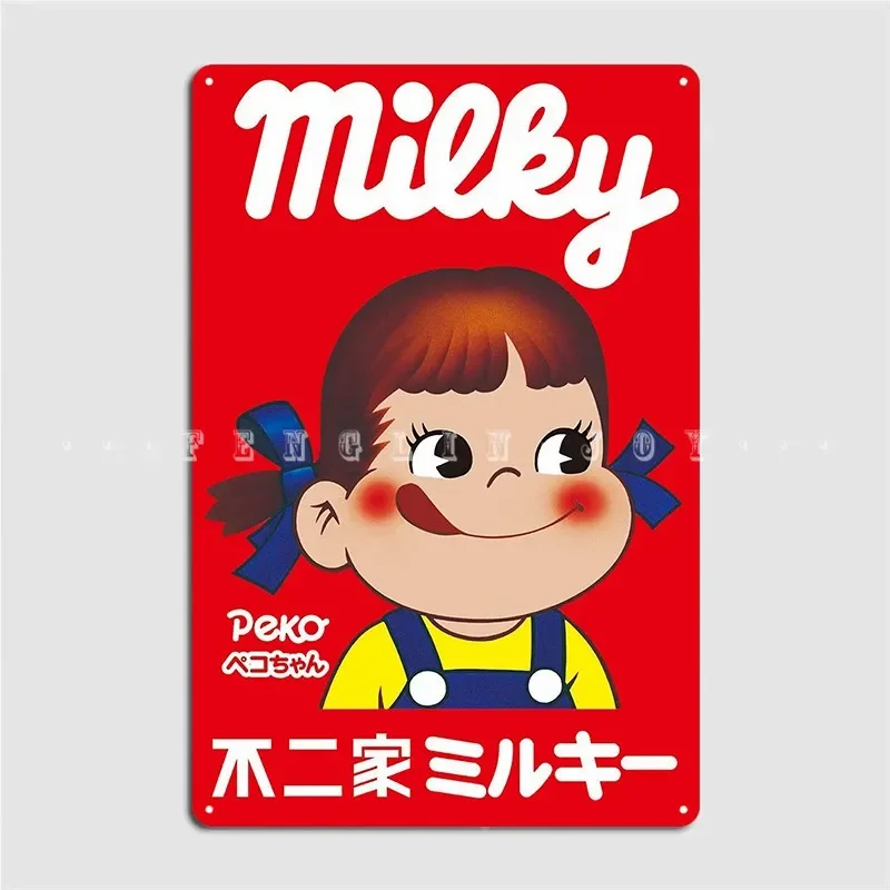 Milky Peko Chan Metal Sign Plaques Pub Garage Classic Pub Tin Sign Poster