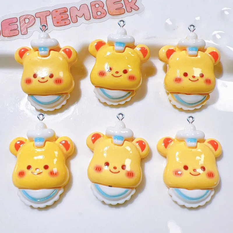 20Pcs Cartoon Bear Desserts Cute Toast Cake Resin Charms for Jewelry Making DIY Crafts Earrings Pendants Necklace Accessories image 4