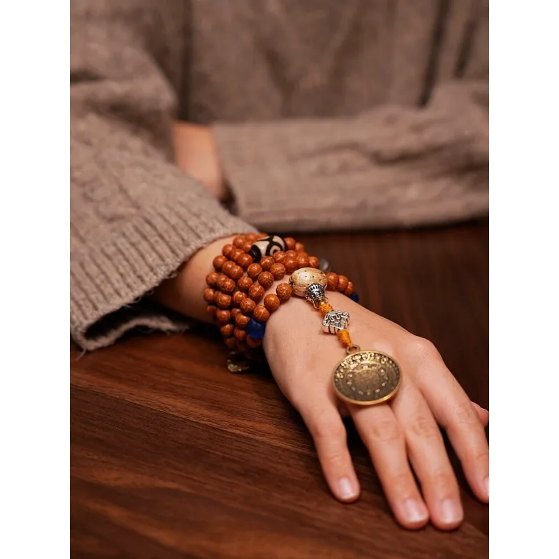 Original Design Toothless Small Rudraksha Buddhist Prayer Mala Beads 108 Tibetan Necklace Bracelet Handmade Craft Art Spiritual view 3