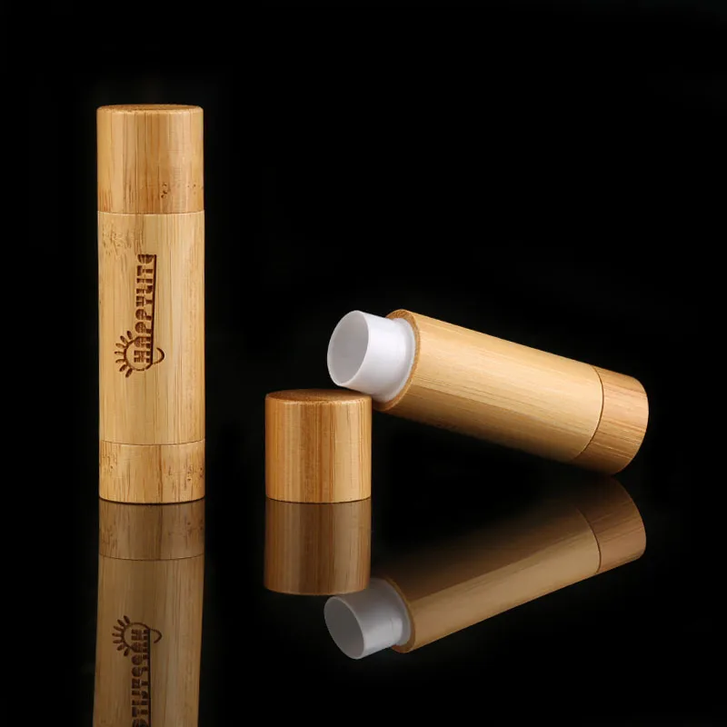 Conteneur de baume à lèvres en bambou rechargeable, tube de rouge à lèvres en vrac, vente en gros, tube de rouge à lèvres en bambou, tube de rouge à lèvres avec boîtes d'emballage