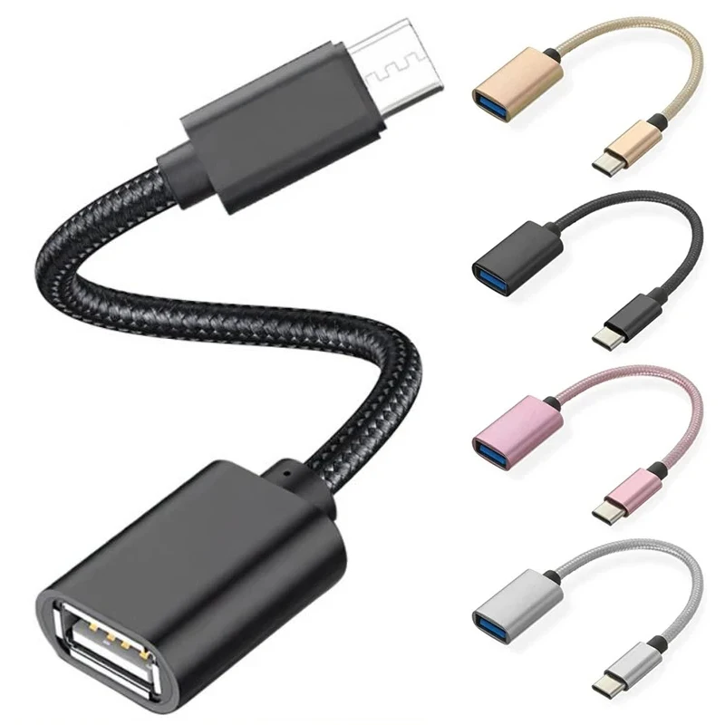USB Type C 3.0 OTG Adapter Cable Fast Transfer Braided Cord For Samsung Xiaomi Huawei MacBook Air U Disk Tablet PC Card Reader