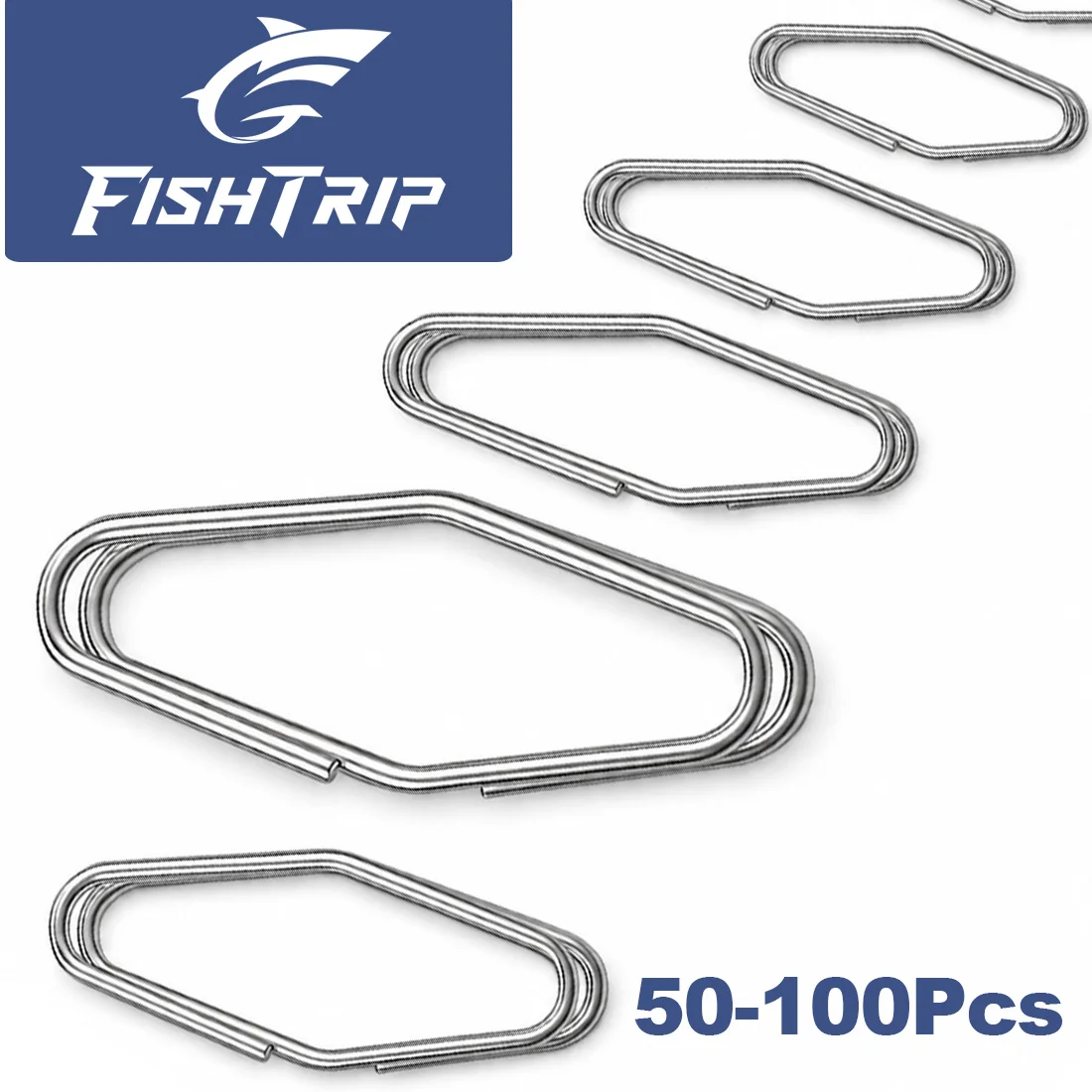 FishTrip 50-100Pcs Quick Change Interlock Fishing Snap Stainless Steel Lure Connector Clips Saltwater Fishing Tackle