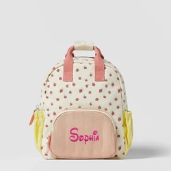 Strawbreey-Sac à Dos d'École avec Nom Brodé Personnalisé, Fourre-Tout pour Déjeuner, Maternelle, Adolescent, Fille, Garçon, Enfant