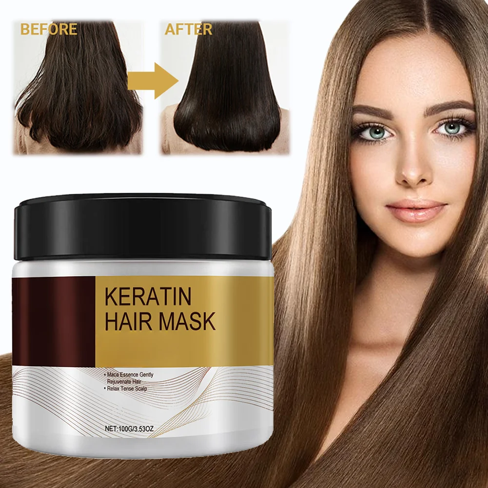 

Keratin Hair Mask Smoothing Frizzy Hair Dry Damage Ends Repair Scalp Treatment Hair Roots Nourishing Collagen Moisturizing Cream