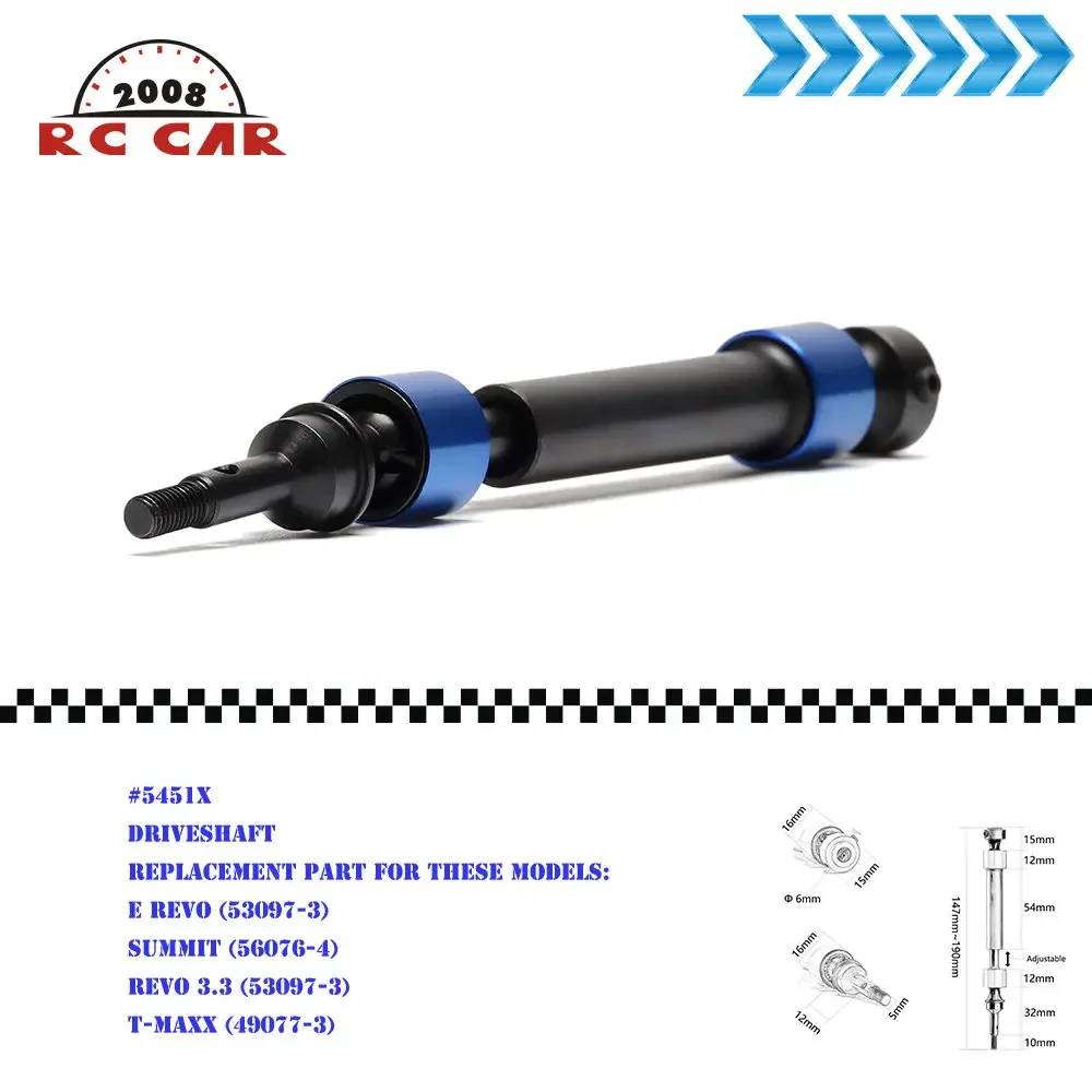 45# Hard Steel Splined CVD Swing Driveshaft Axles #5451X For RC Car Parts 1/10 Traxxas E-Revo Summit Revo 3.3 E-MAXX T-MAXX