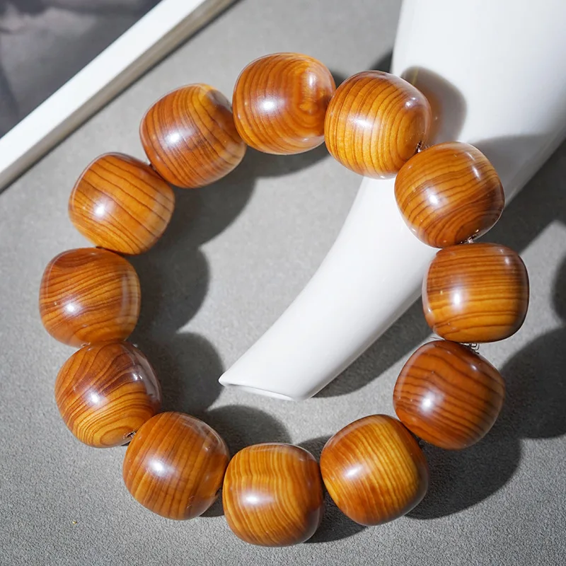 

Taihang Black Oil Aged Thuja Old Style Bead Buddhist Bracelet Single Circle Wooden Hand Jewelry for Men and Women Gifts