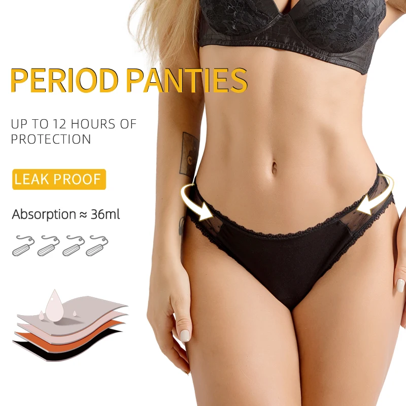 Bamboo Comfortable women's period panties 4 layer leak-proof absorbent menstrual period underwear postpartum incontinence briefs - view 3