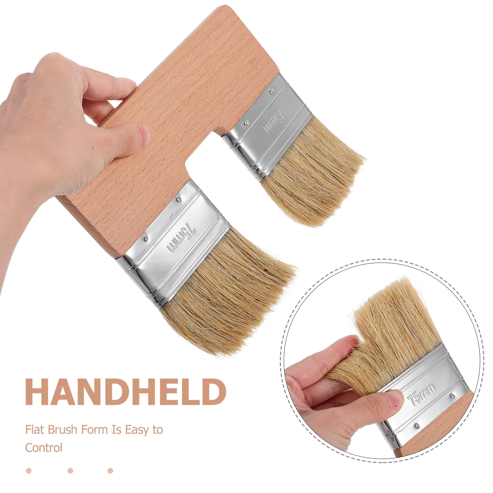 Natural Pig Bristle Double Heads U Shaped Flat Brush Double Color Painting Tool Oil Acrylic Art Supplies Professional Artist