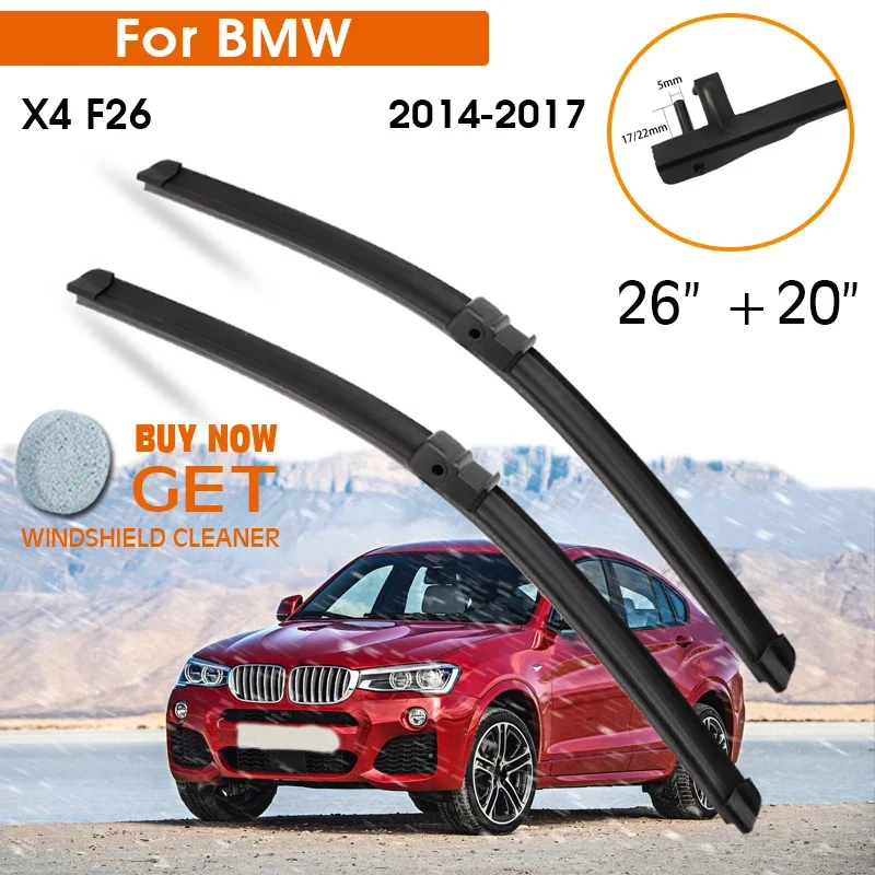 

Car Wiper Blade For BMW X4 F26 2014-2017 Windshield Rubber Silicon Refill Front Window Wiper 26"+20" LHD RHD Auto Accessorie