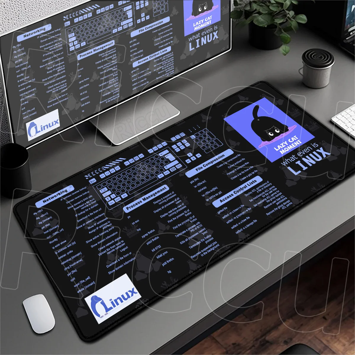 For Programmer Linux Commands Line Shortcuts Mousepad Large Extended Computer Keyboard Mat Cheat Sheet Desk Carpet Non-Slip Base