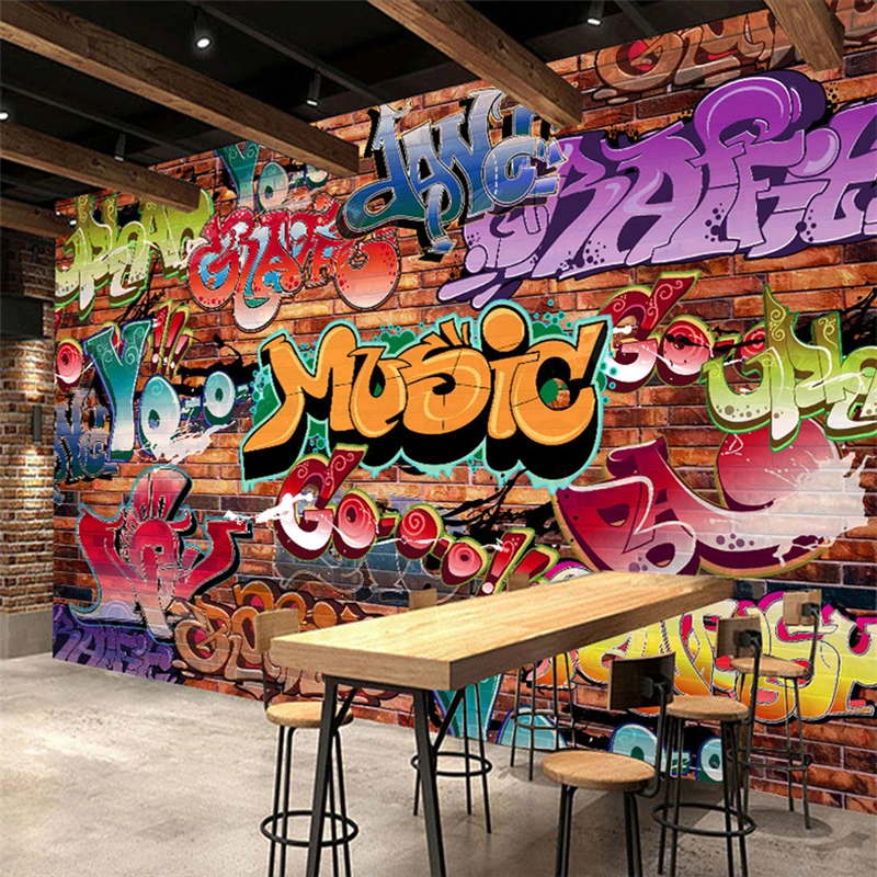 

Custom Wall Mural 3D Embossed Brick Wallpaper Graffiti Art Cafe Bar Dining Room Wallpaper For Walls 3 D Papel Pintado Pared