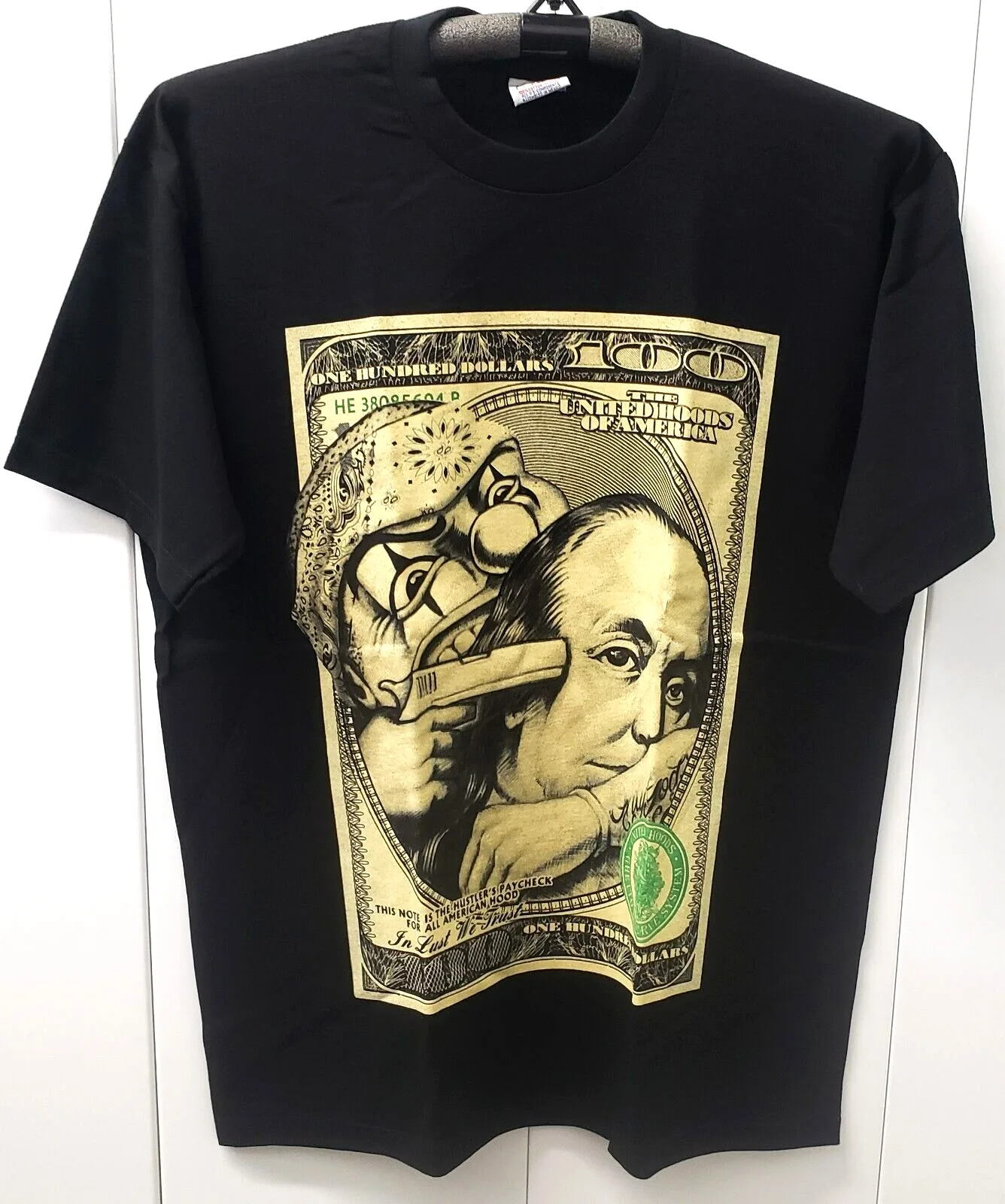 Money T shirt Cash Dollars West Coast Streetwear Men's 2XL Black New