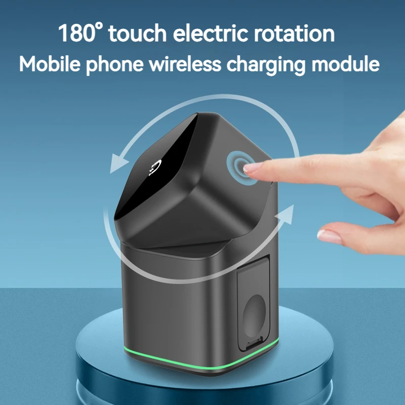 3 in 1 Wireless Charger - Electric Rotating Magnetic Charging Station for iPhone 16/15/14 Pro Max/Samsung, Phone Watch Earbuds - náhled 4