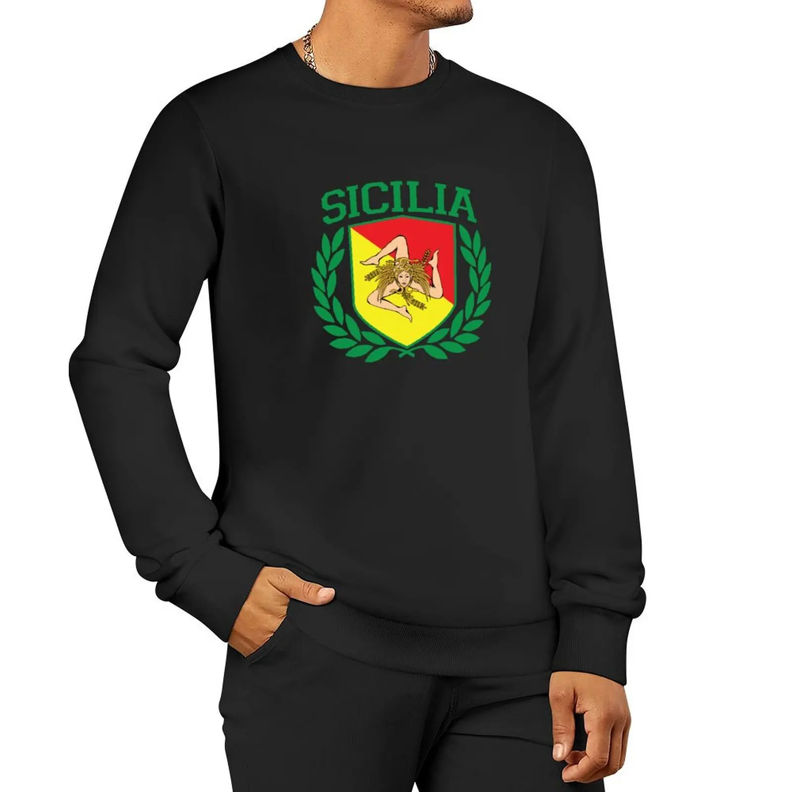 Sicily Shield Pullover Hoodie streetwear men korean clothes men's sweat-shirt set new in sweatshirts