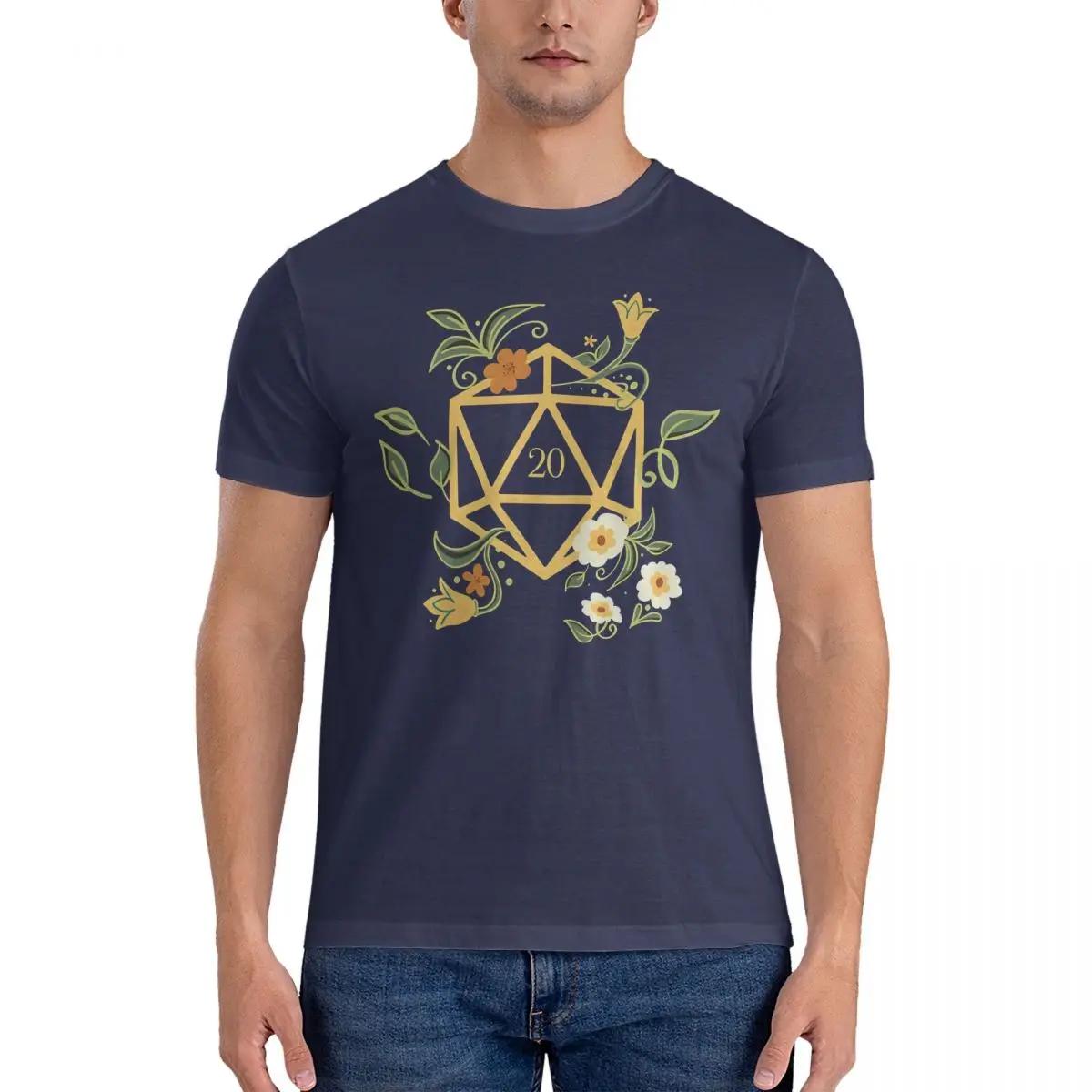 

Plant Lovers Polyhedral D20 Dice Tabletop RPG Pullover Sweatshirt T Shirts Men Pure T-Shirt Crew Neck Dungeons Tee Shirt Short