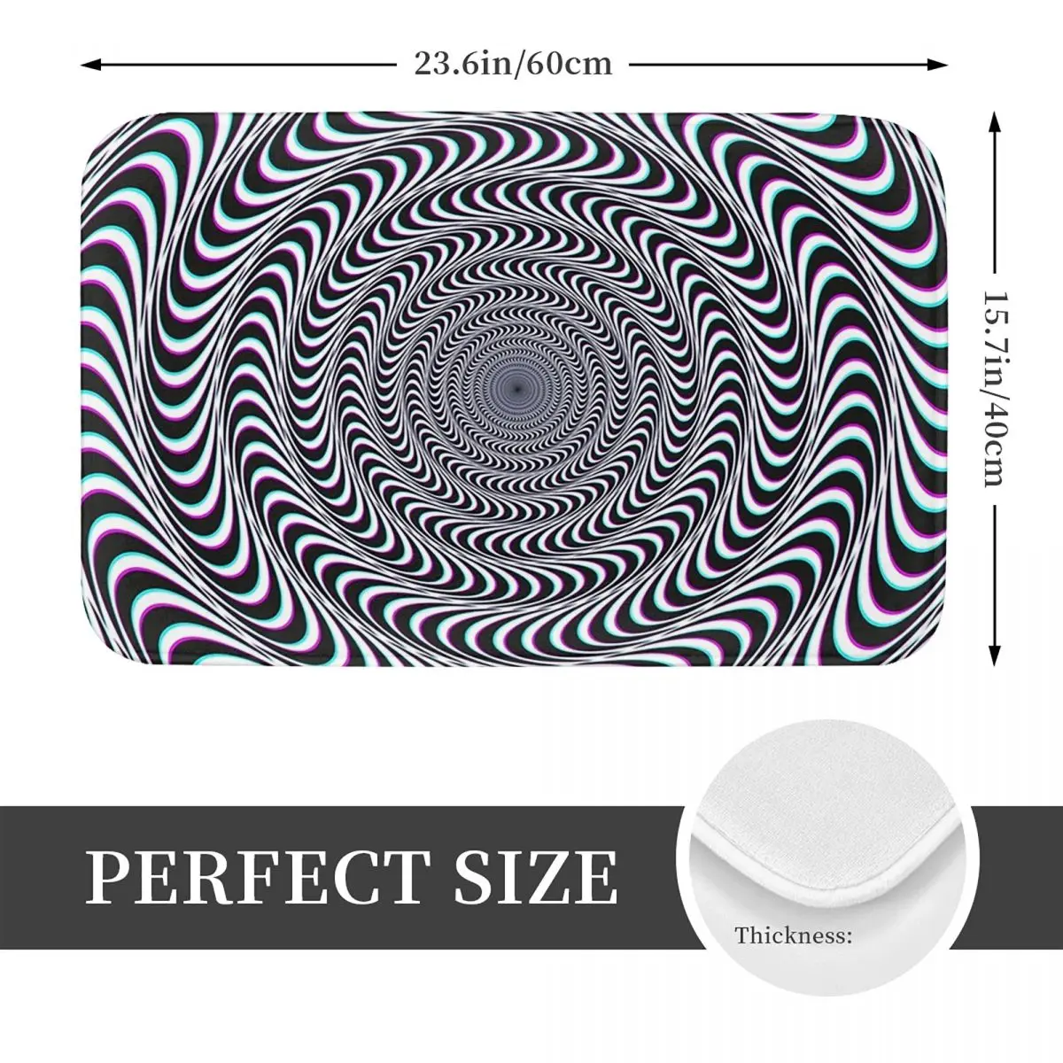 Hypnotic Optical Illusion Hypnotic Psychedelic Spiral Anti-slip Doormat Floor Mat Carpet Rug for Kitchen Entrance Footpad Mats