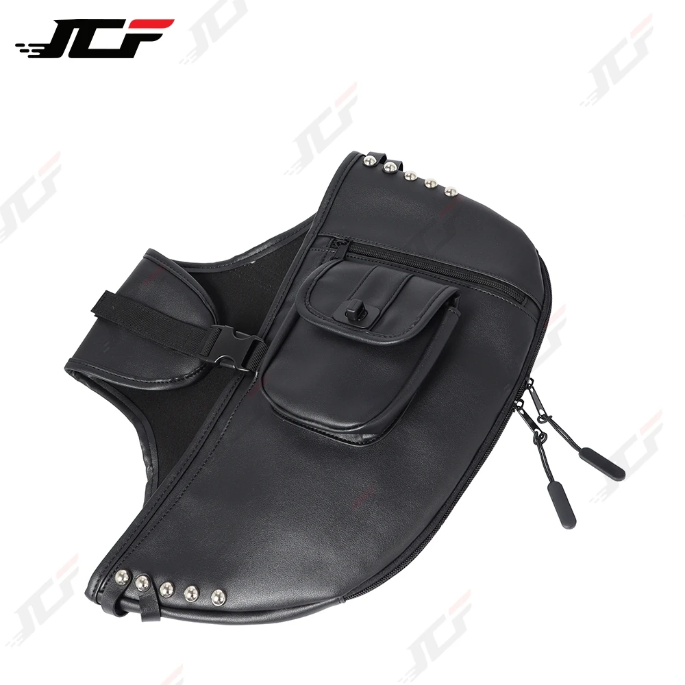 Motorcycle Leather Soft Lowers Elephant Ears Leg Warmer Bag Chaps w/ Storage For Harley Touring Electra Street Trike Road King