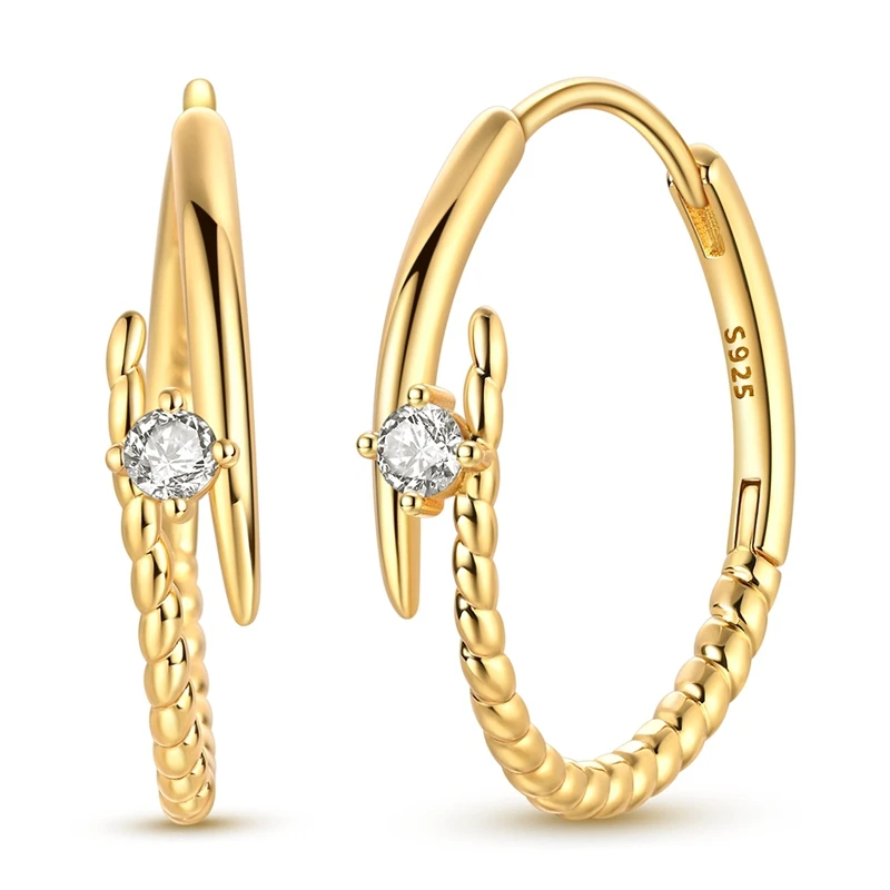 925 Sterling Silber Ohrringe für Damen, Zirkonium-Gold-Patchwork-Tropfenohrringe für Jahrestag, Hochzeit, Schmuckgeschenke