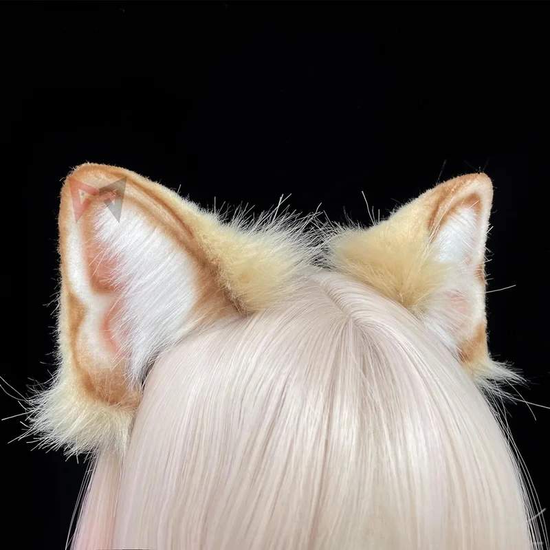 Tiara de Orelhas de Gato CyNew Preta e Marrom Felis Margarita com Cauda, Feita à Mão, Acessório para Fantasia de Cosplay, Festa e Jogo