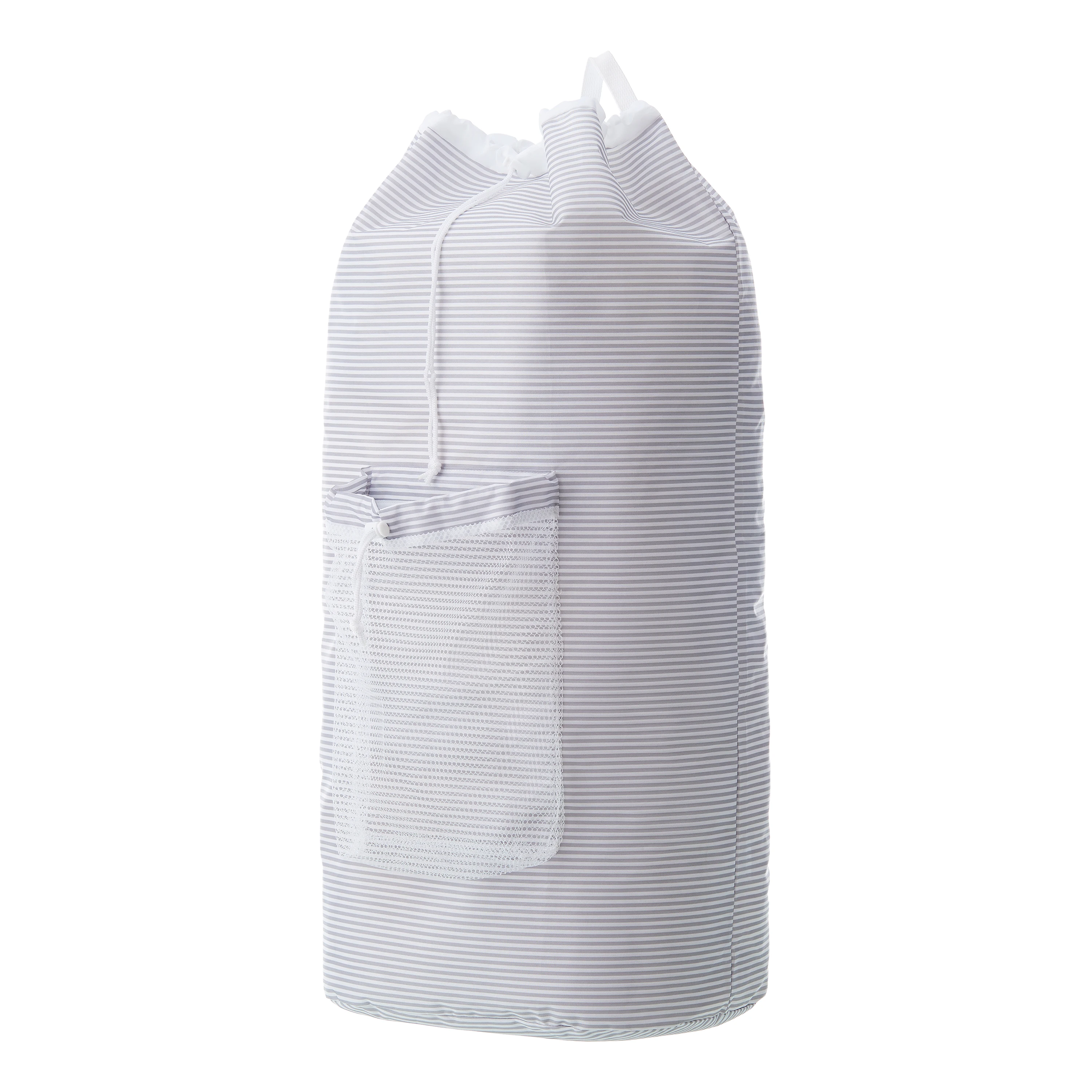 

Arctic White and Soft Silver Backpack Laundry Bag with Mesh Pocket 15'W x 11'D x 32'H, Adult