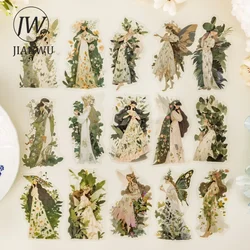 JIANWU The Girl in The Garden Series Vintage Character Flower Material Collage PET Sticker Creative DIY Journal Stationery