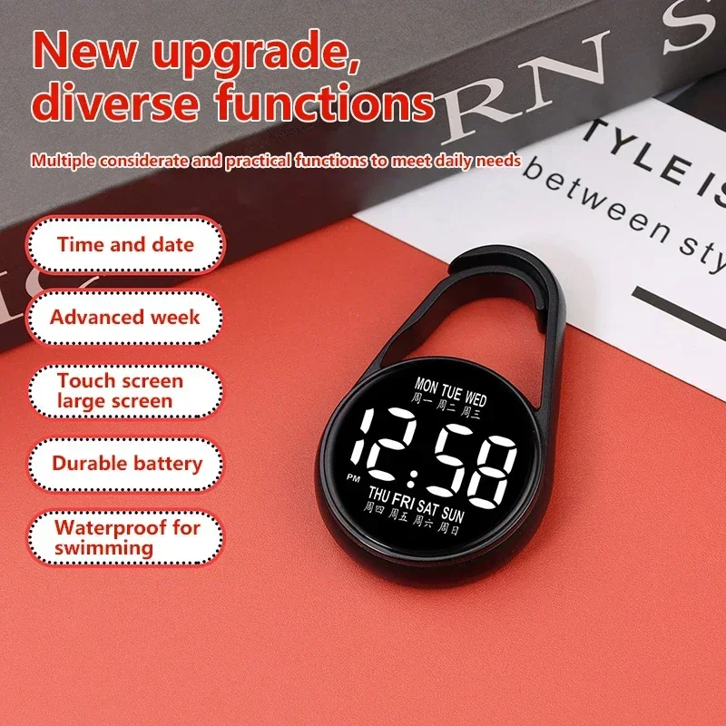 LED Electronic Hanging Watch Circular Night Light Digital Electronic Hanging Watch Pocket Watch  Droplet Shaped Hanging Watch