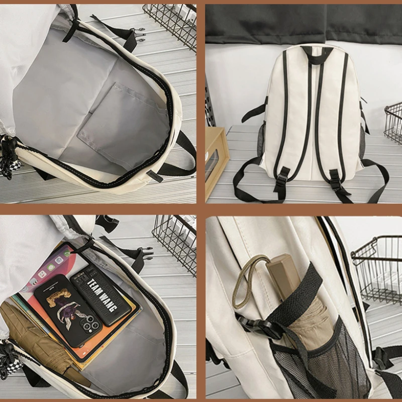 VIAGEM-Mochila Escolar Japonesa Contraste para Mulheres e Homens, Bolsa Escolar Secundária, Unisex, Moda Estudante Feminina, Bolsa Simples, Bolsa na Moda, 2024