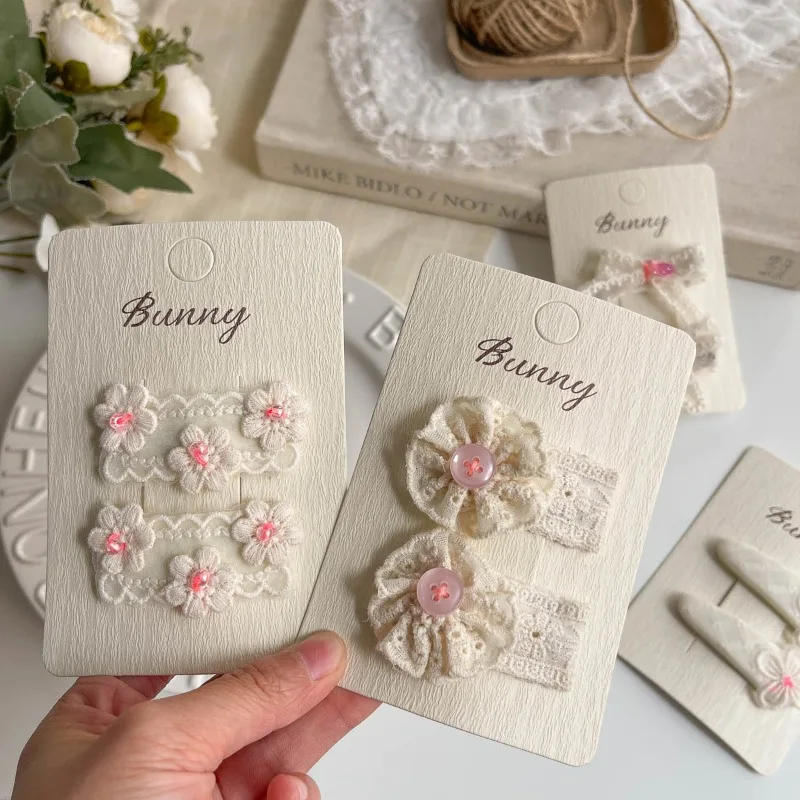 Handmade Lace Flower Fabric Hair Clip for Girls Side Fringe Non Slip Soft Non Hurt Cute Lightweight Daily Wear Headwear Premium