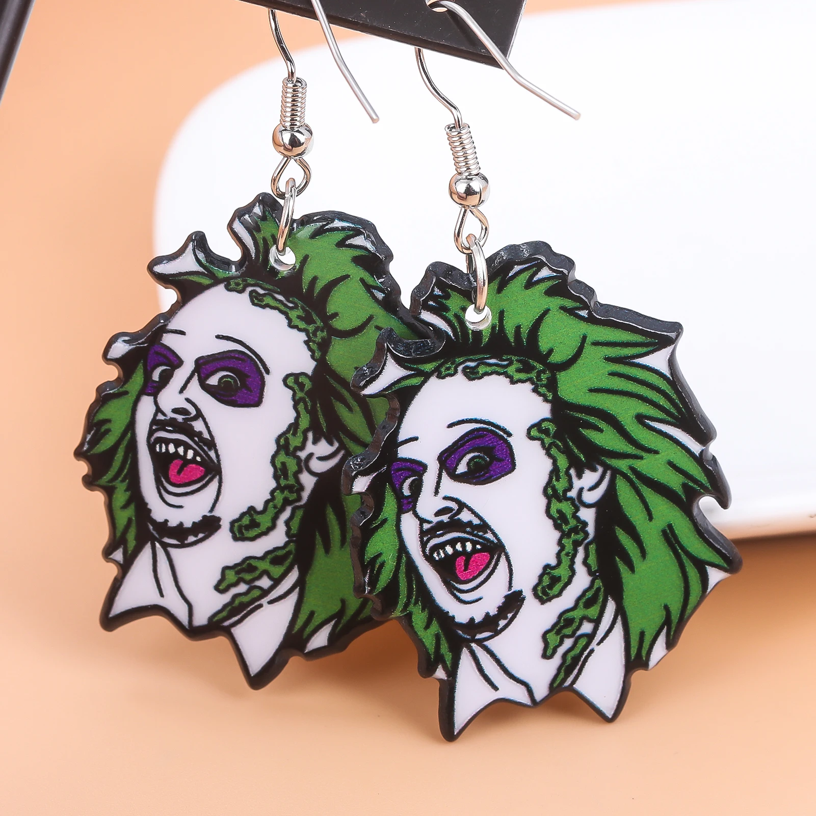 Anime Beetle-Juice Earrings Beetle-Juice Fans Gift Horror Movie Inspired Gift Tim Burton Gift Halloween Party Gift For Women