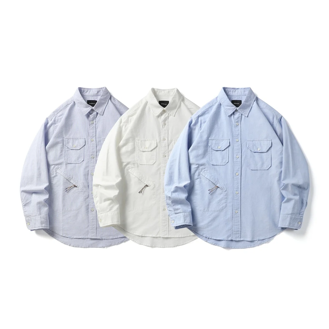 

Японская ретро-рубашка в полоску из чистого хлопка, свободного кроя, с длинным рукавом, для мужчин и женщин