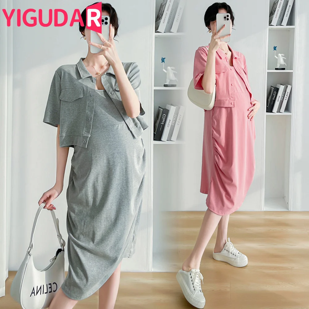 T Shirt + Dress Maternity Clothes Dress Women Stylish Suits Overcoat Mom Maternity Dress Set pregnancy photoshoot dress vestidos