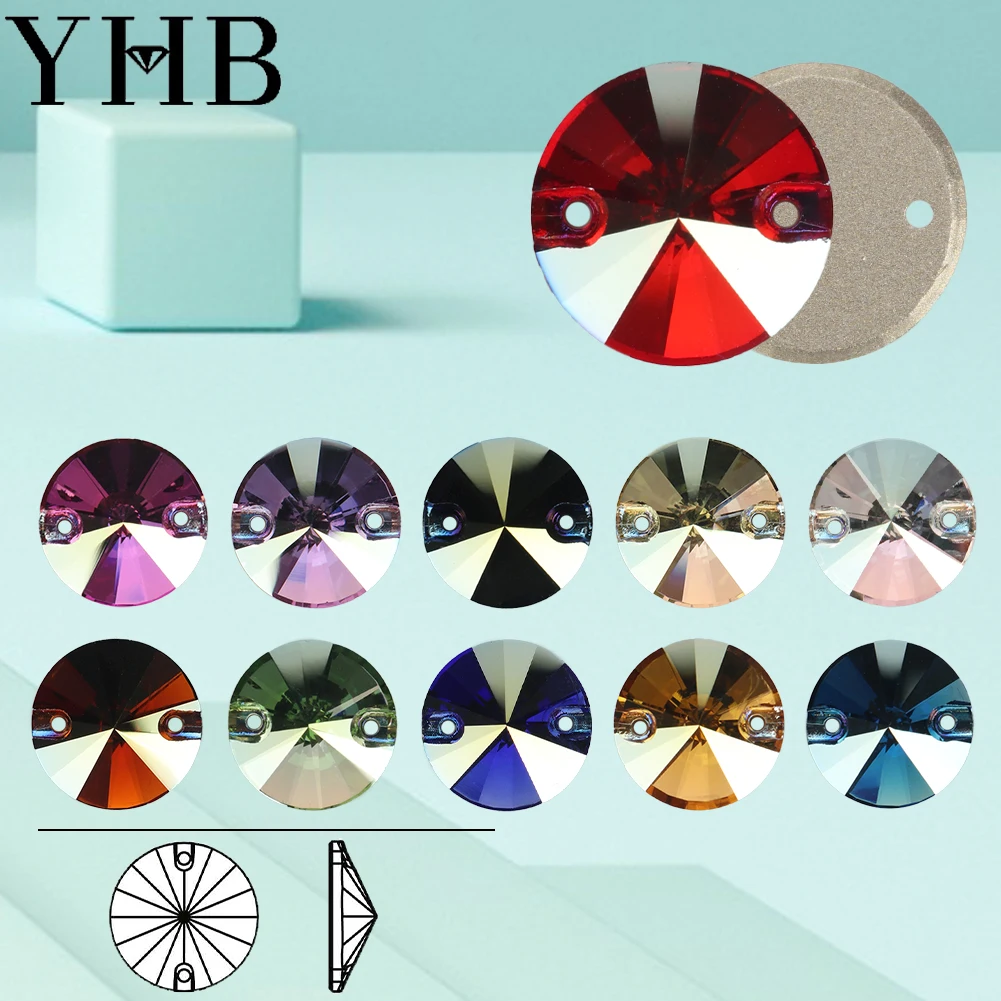 Piedras de cristal para coser YHB TR Rovoli Mist Satin Siam AB, piedras de cristal planas para coser en prendas de vestir, bolsos, H6200