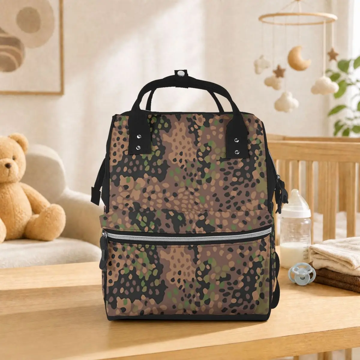 Splintertarn German WW2 Camouflage Army Military Camo Student Backpack School Bag Hiking Travel Daypack for Men Women Bookbag