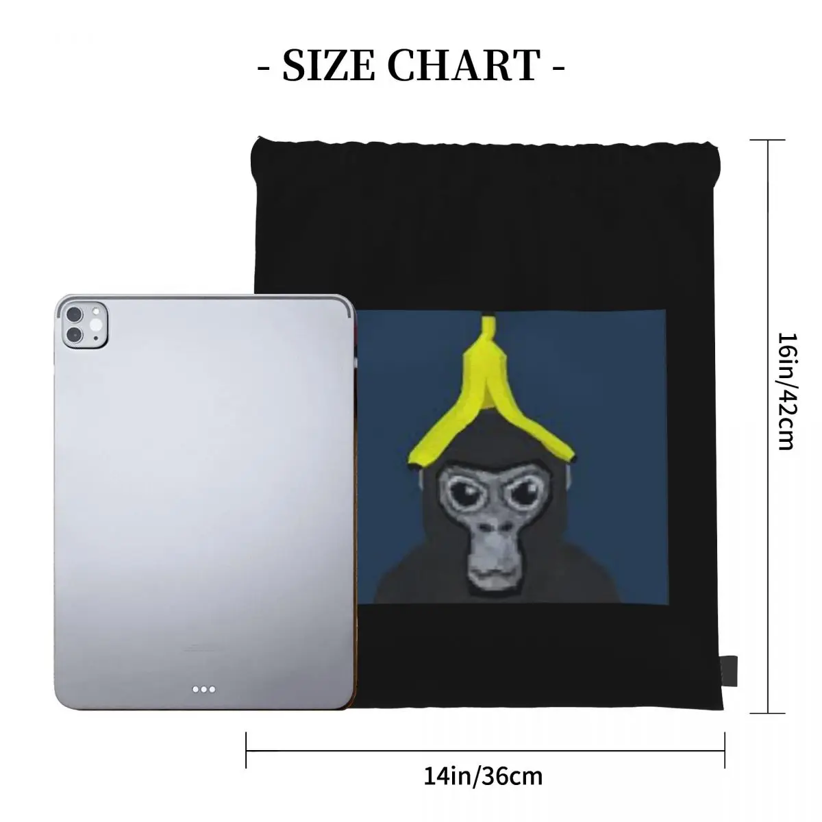 Gorilla Tag Monkey With Banana Backpacks Fashion Portable Drawstring Bags Sundries Bag Book Bags For Travel School