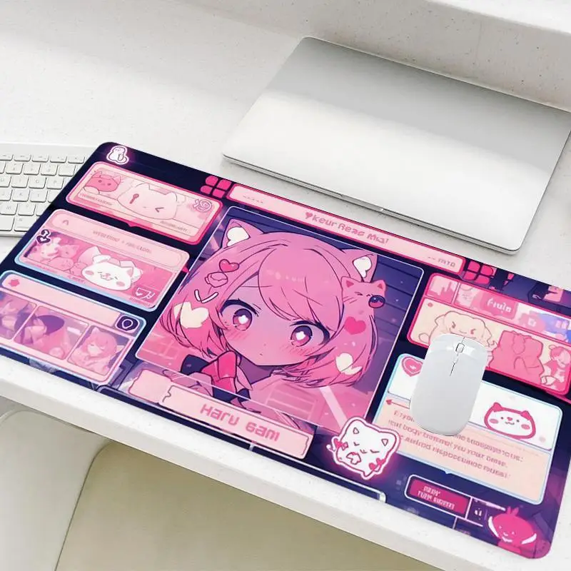 

Cute Animation Cat Ear Print Gaming Mouse Pad, Non-Slip Rubber Base Desk Mat for PC Laptop