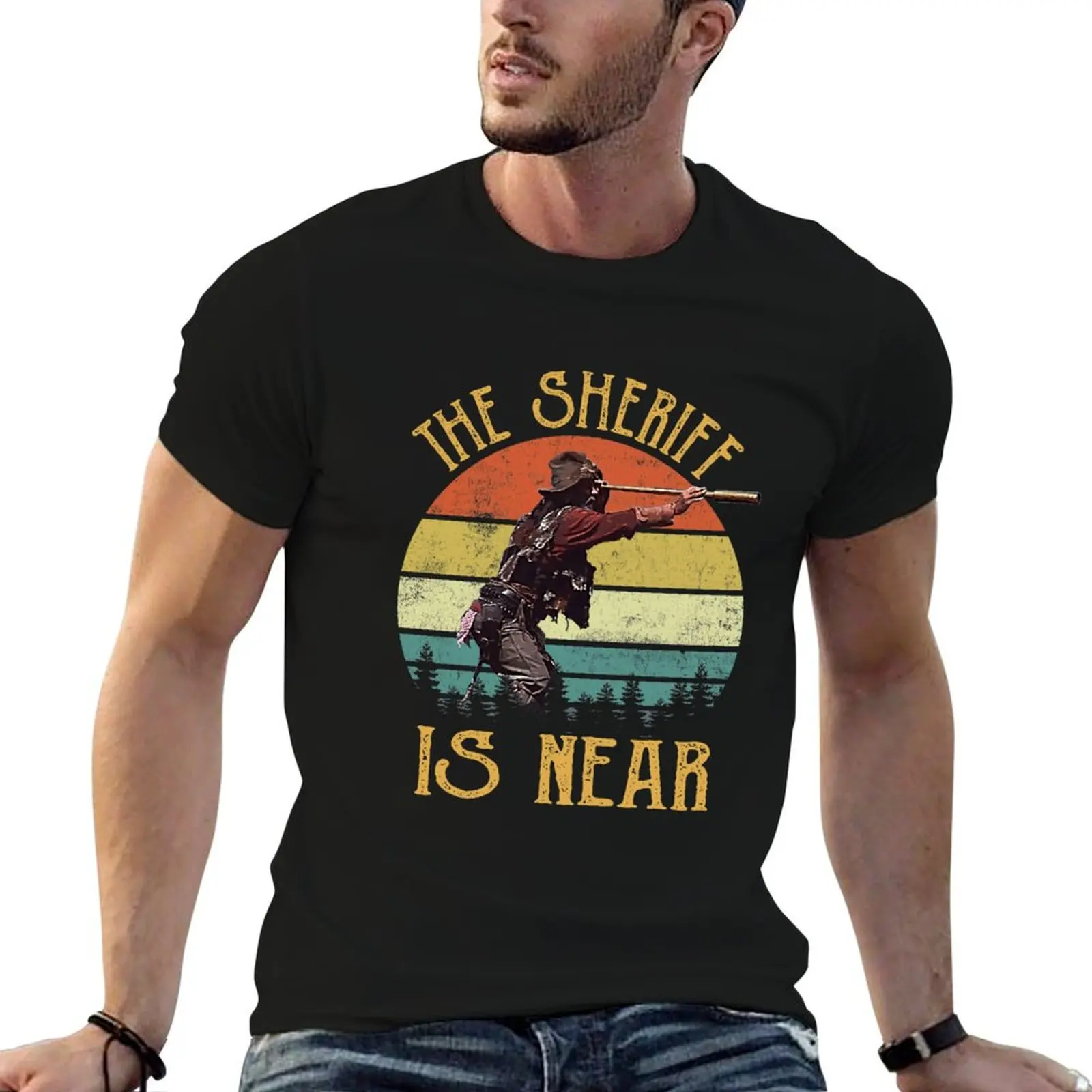 

Blazing Saddles The Sheriff is Near Vintage T-Shirt funny t shirts cotton man t shirt cotton T-Shirt