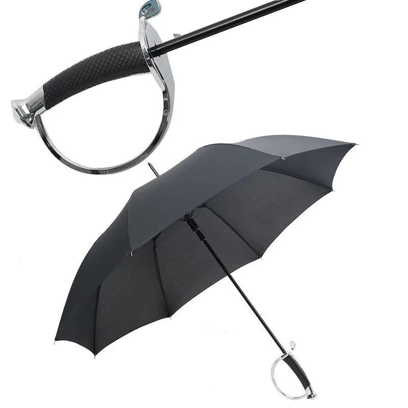 

Men Umbrella Personality Straight Pole 8 Bone Fiber Bone Windproof Western Men And Women Long Handle Sword Umbrella