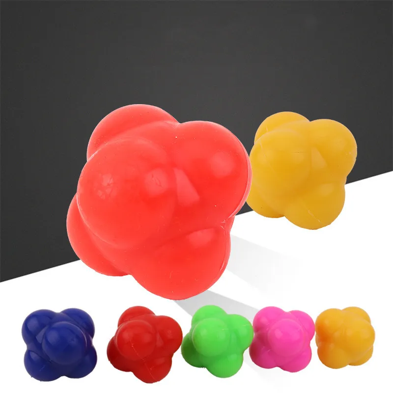 1Pcs 7cm Fitness Hexagonal Reaction Ball Silicone Agility Coordination Reflex Exercise Reaction Training Sports Fitness Balls