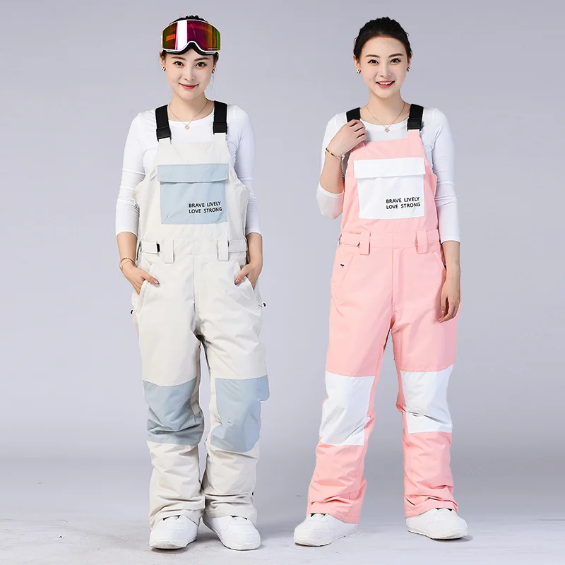 Winter Waterproof Snow Overalls, Men's and Women's Ski Trousers, Warm Snowboarding Pants, Jumpsuit Ski Pants, Bibs Snow Pants